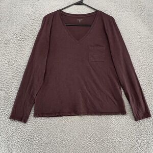 Garnet Hill Long Sleeve Top Womens Medium Purple Pima Cotton Tee T-Shirt Capsule